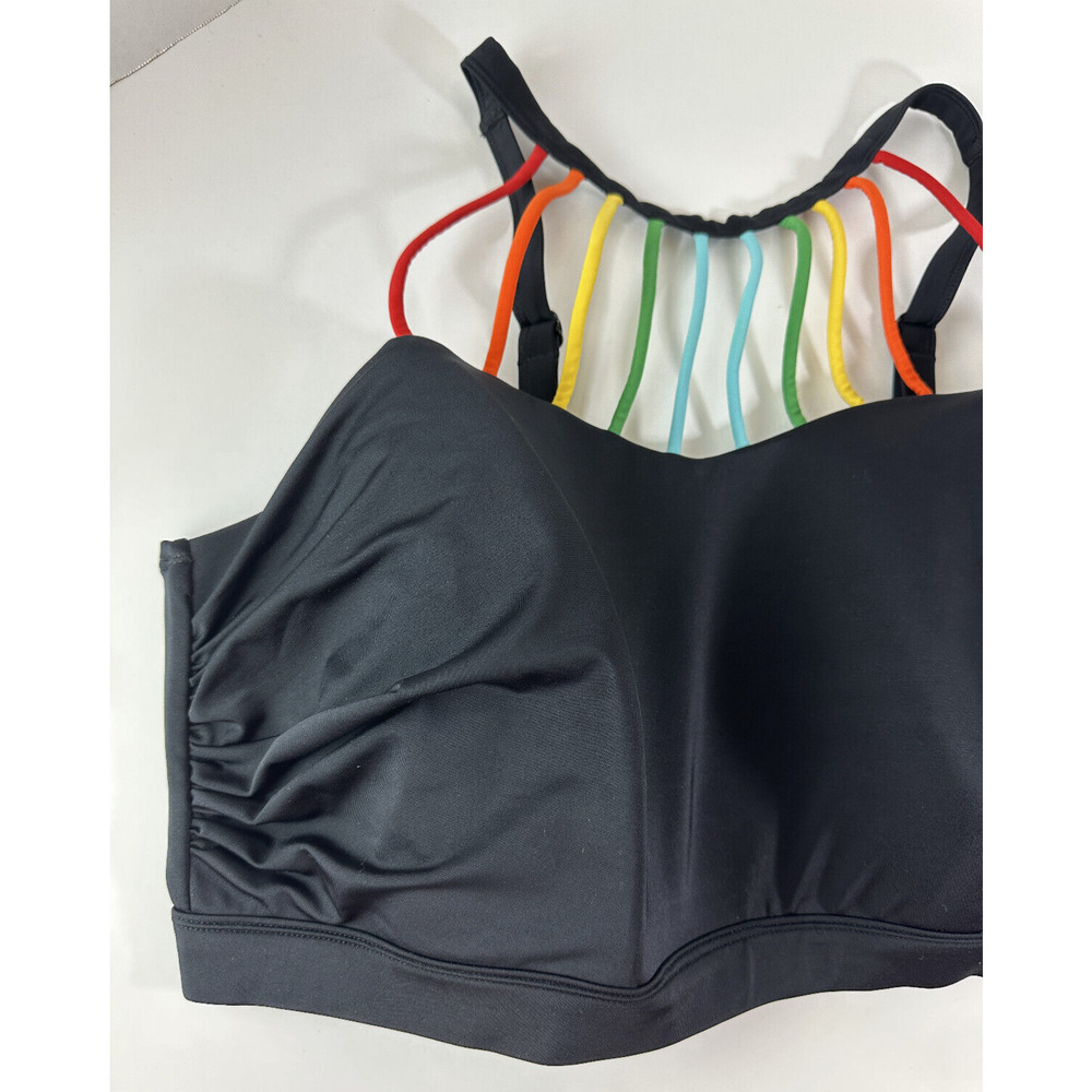 Cacique No Wire High Neck Swim Bikini Top Strappy Rainbow Detail Plus Size 24 - Picture 4 of 11